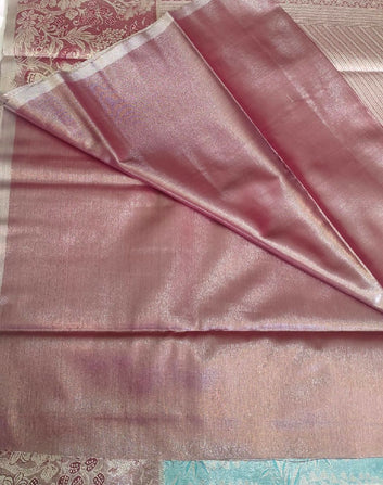 Elephant Garden Aqua Semi Pattu Saree