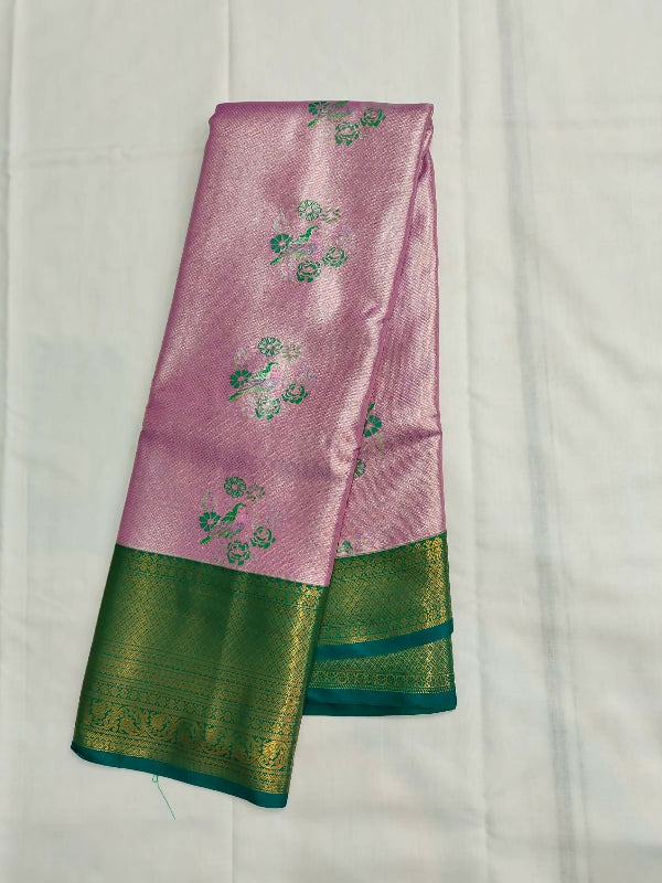 Pink colour with Green Border Saree